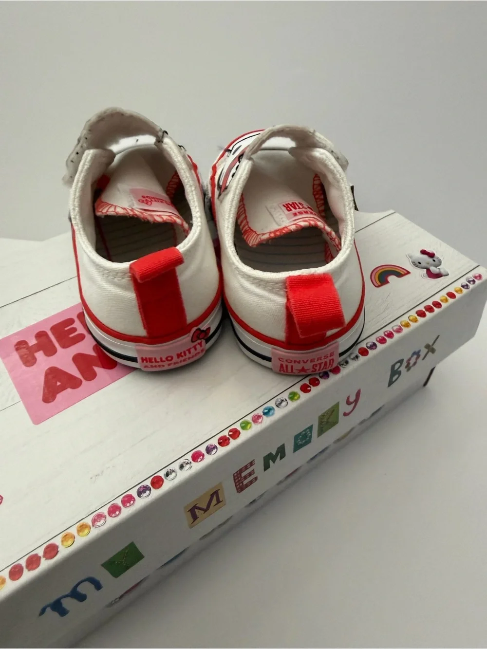 Converse Hello Kitty White and Red Girls Sneakers size 5US Infant Pre-owned